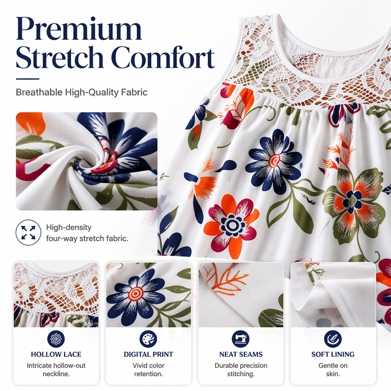 🌸👗 50% korting! Mouwloze bloemenjurk – 🏵️ elegante print, 🌿 lichte stof, 👒 perfect voor zomer & vakantie!