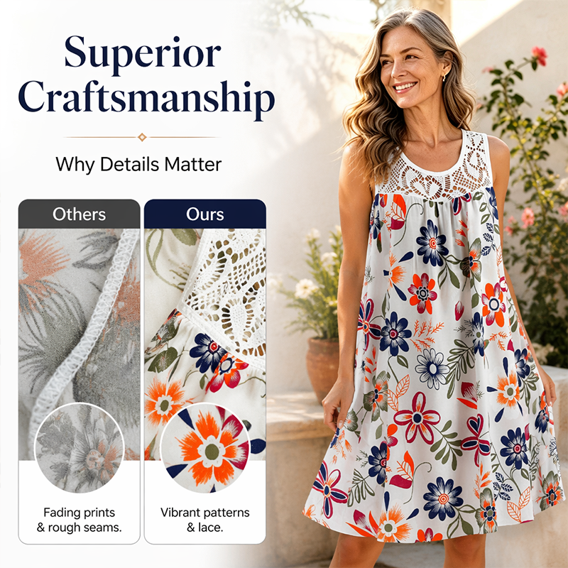 🌸👗 50% korting! Mouwloze bloemenjurk – 🏵️ elegante print, 🌿 lichte stof, 👒 perfect voor zomer & vakantie!