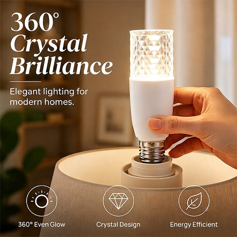 💎 50% korting! LED kristallamp – 360° kristalhelder schittering, gelijkmatige ringgloed & zachte antireflectiecoating. B22-fitting, 80 lm! ✨💡
