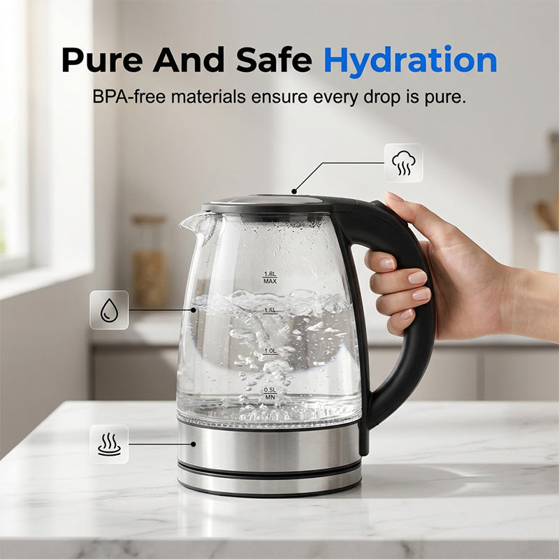 📢 50% korting! Glazen waterkoker met LED – snel, veilig en een prachtig lichteffect in uw keuken.