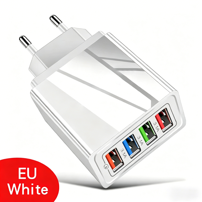 🔌 50% korting! 4-poorts USB-lader – 10W intelligent verdeeld, laad 4 apparaten tegelijk. Compact & universeel voor thuis & reis! ⚡✨