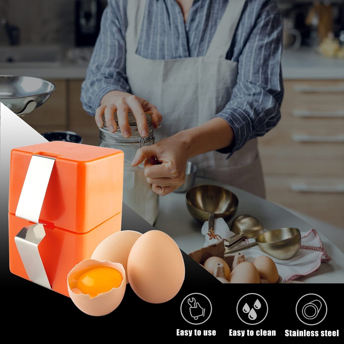 🍳 50% korting op snelle eierbreker – breek eieren met één hand, geen schelpenresten en ideaal voor bakkers en chefs.