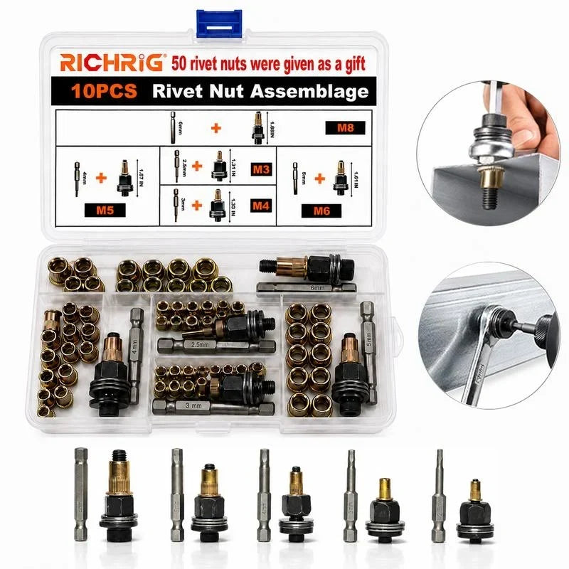 🔩 50% korting! 68-delige klinkmoerset M3-M12 – zwart geoxideerd staal, roestbestendig & eenvoudig te installeren. Geen lassen nodig! 🛠️✨