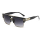 Retro Double-Bridge Square Aviator Sunglasses