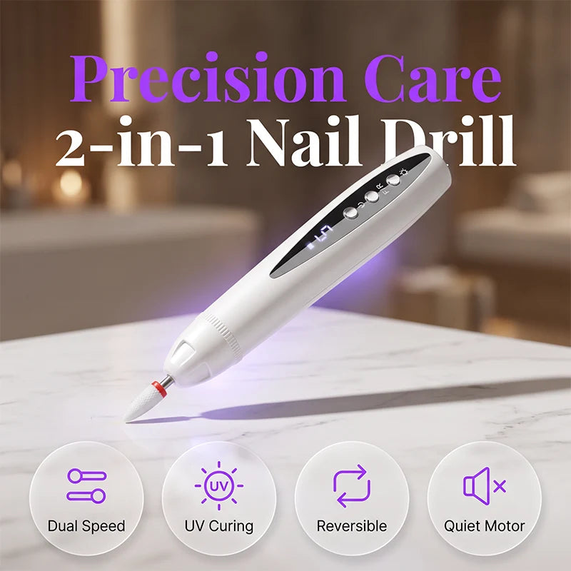 💅✨ Kit 2 en 1 Torno Uñas Eléctrico con Lámpara UV – Portátil, Sin Cables, Esmalte Permanente de Salón en Casa 💖🔋