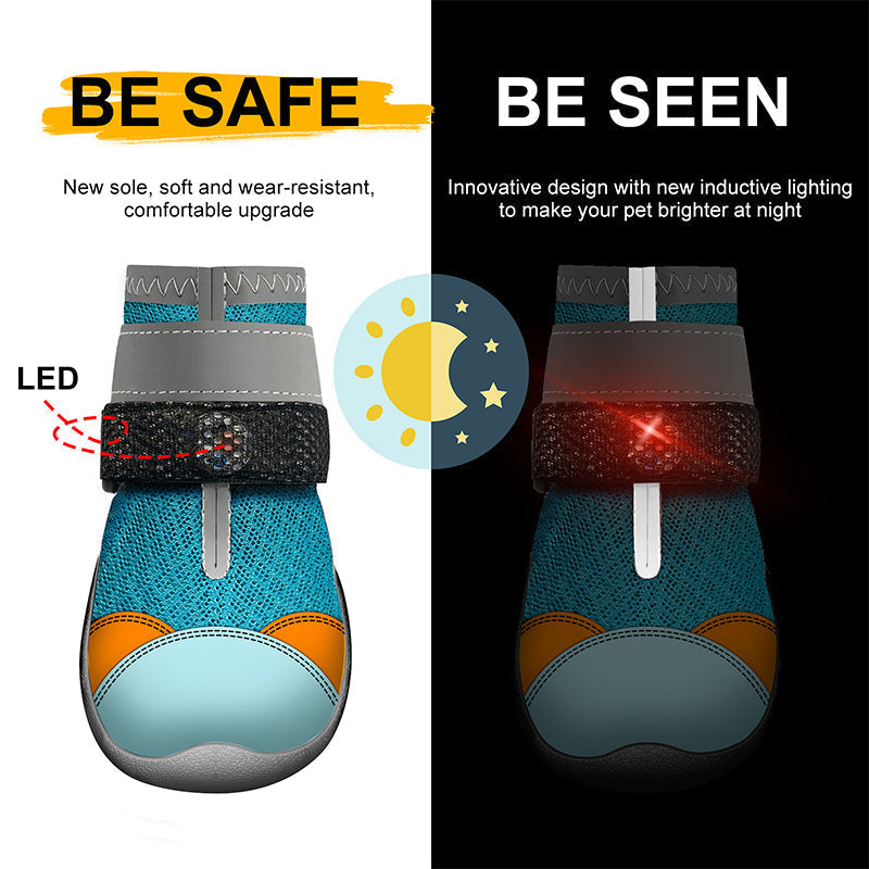🐾 50% korting op ademende mesh hondenschoenen met lichtgevend design – beschermen poten en zijn 's nachts zichtbaar.