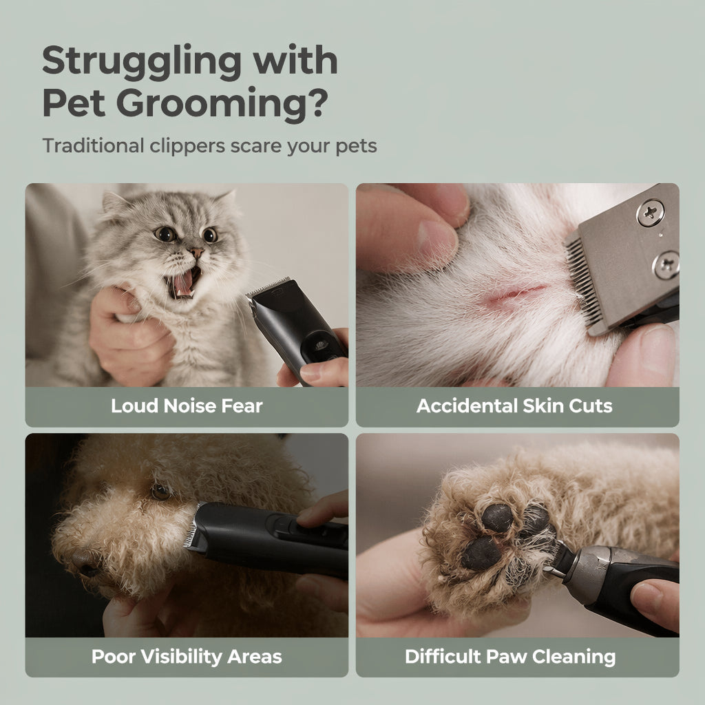 Silent Pet Hair Clipper with LED Light and Ceramic Blade for Dogs and Cats