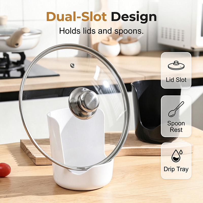 🍳 50% korting! Multifunctionele dekselhouder & lepelsteun – antislip, druipvrij en houdt uw aanrecht netjes