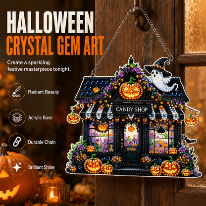 💥 50% korting! 🎃 Halloween kristallen mozaïekset – DIY, geen lijm nodig. Acryl & hars, 23x24 cm. Voorgelijmd paneel met code. Perfect voor ontspanning 🧘