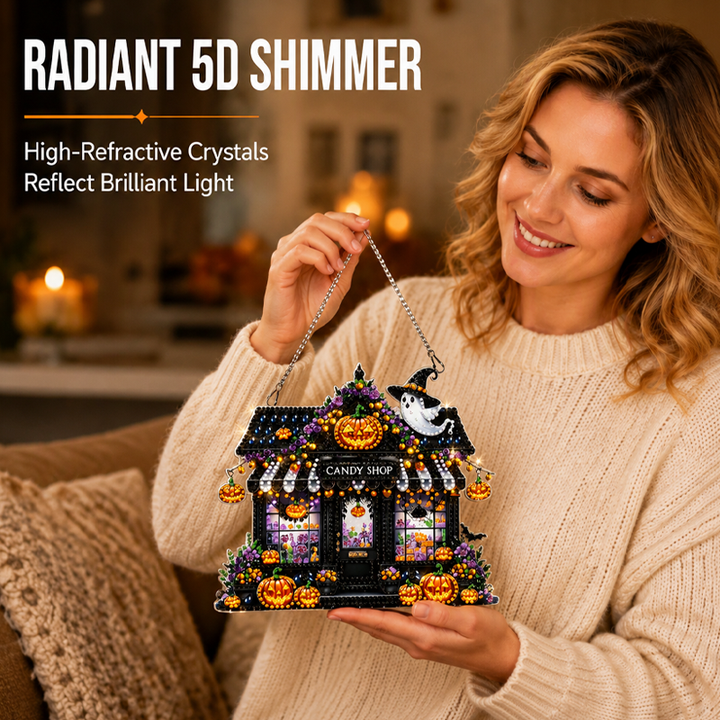 💥 50% korting! 🎃 Halloween kristallen mozaïekset – DIY, geen lijm nodig. Acryl & hars, 23x24 cm. Voorgelijmd paneel met code. Perfect voor ontspanning 🧘
