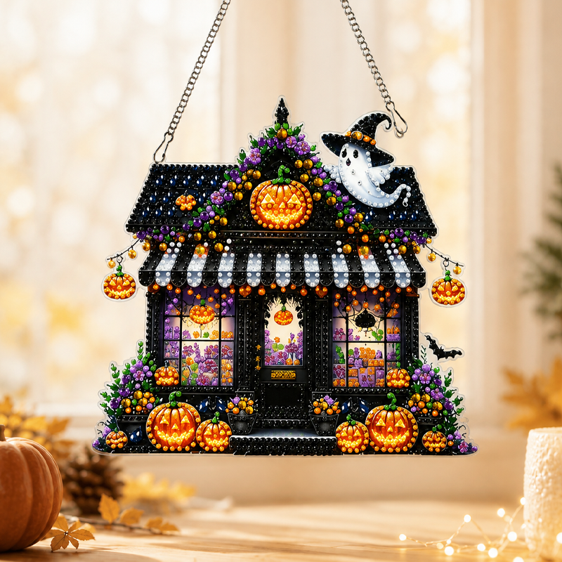 💥 50% korting! 🎃 Halloween kristallen mozaïekset – DIY, geen lijm nodig. Acryl & hars, 23x24 cm. Voorgelijmd paneel met code. Perfect voor ontspanning 🧘