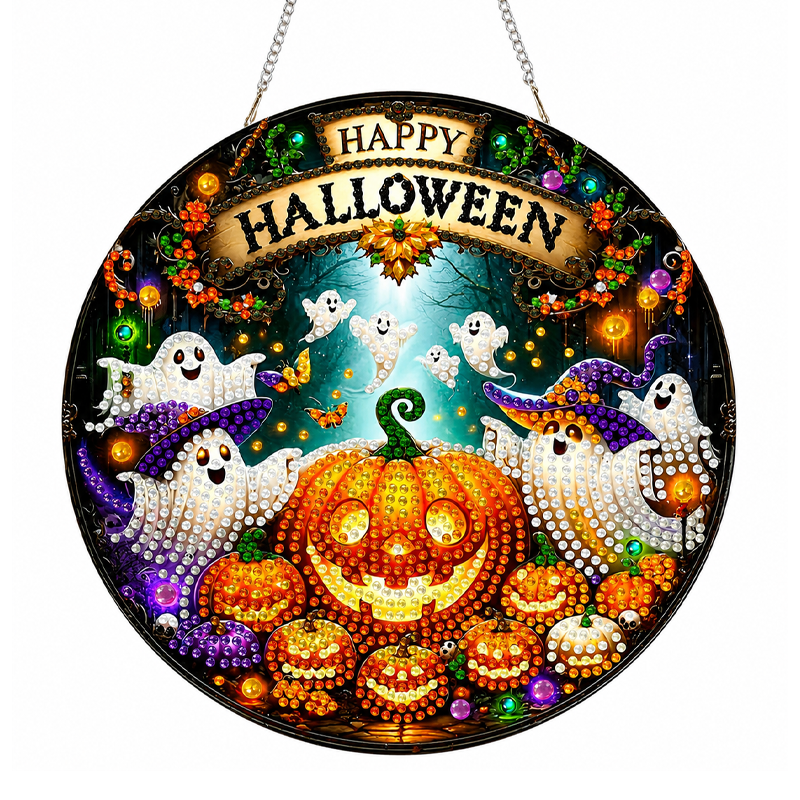 💥 50% korting! 🎃 Halloween kristallen mozaïekset – DIY, geen lijm nodig. Acryl & hars, 23x24 cm. Voorgelijmd paneel met code. Perfect voor ontspanning 🧘