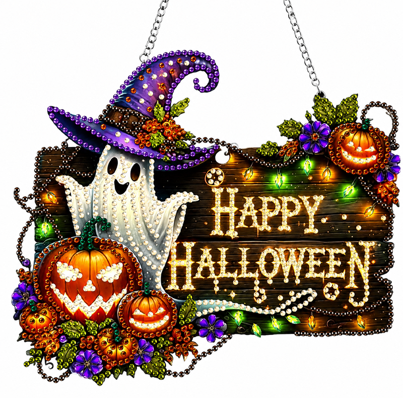 💥 50% korting! 🎃 Halloween kristallen mozaïekset – DIY, geen lijm nodig. Acryl & hars, 23x24 cm. Voorgelijmd paneel met code. Perfect voor ontspanning 🧘