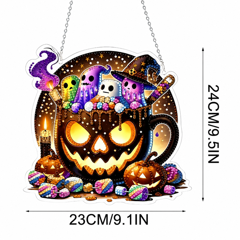 💥 50% korting! 🎃 Halloween kristallen mozaïekset – DIY, geen lijm nodig. Acryl & hars, 23x24 cm. Voorgelijmd paneel met code. Perfect voor ontspanning 🧘