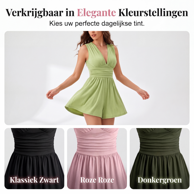 ⏳ 50% korting! Mouwloze V-hals jumpsuit met rimpeltaille – flatterend en veelzijdig, perfect voor zomer en speciale gelegenheden.