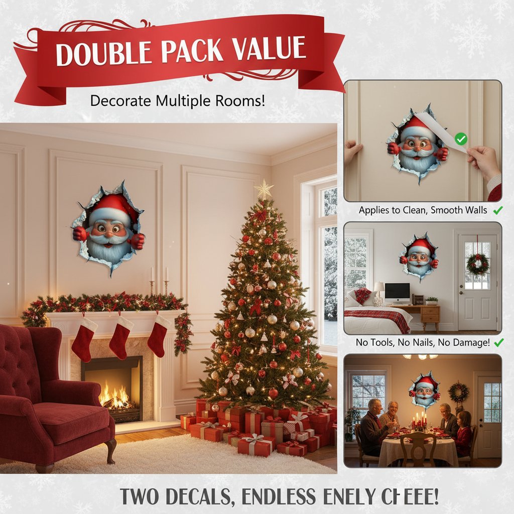 🔥Kerstuitverkoop – tot wel 50% KORTING!!🎅Santa's Surprise 3D-muursticker