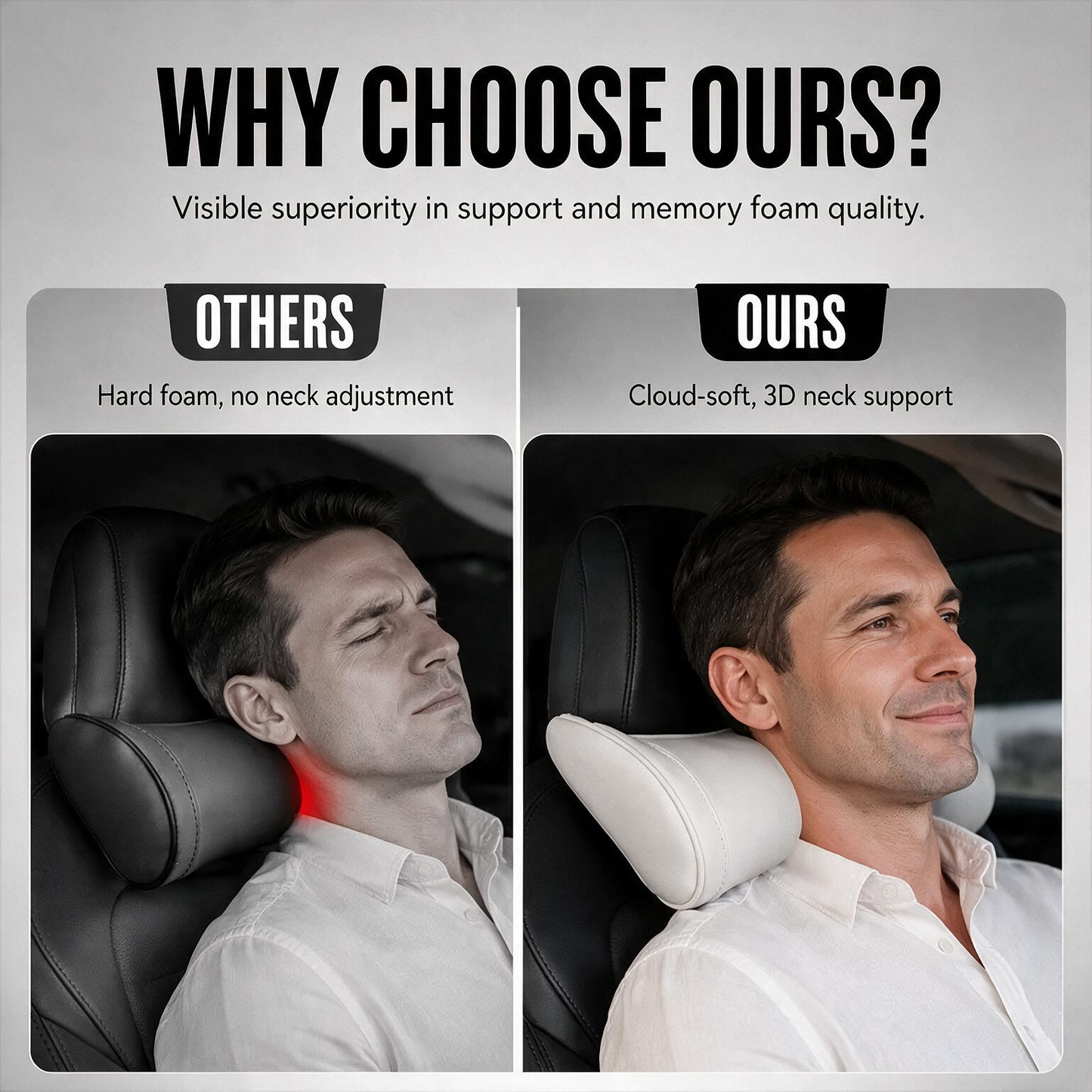 Ergonomisch hoofdsteunkussen van traagschuim voor in de auto