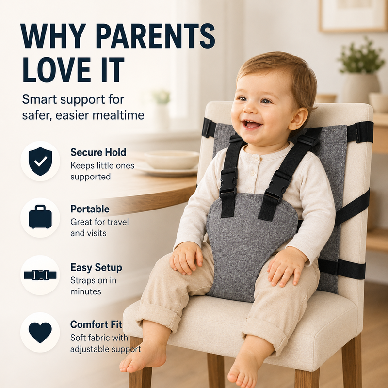 👶🪑 50% korting! Draagbare kinderstoelgordel – 🛡️ veilig & stevig, 🧳 makkelijk mee te nemen, 📏 past op elke stoel!