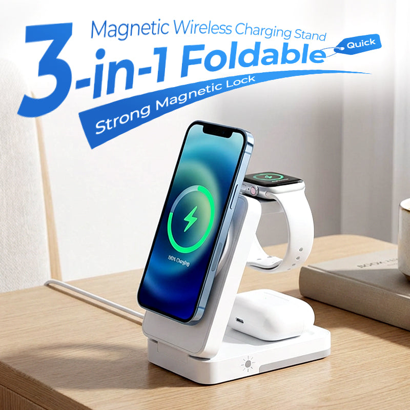 🔋📱 50% korting! 3-in-1 draadloze oplader – 🧲 magnetisch, 📐 opvouwbaar, 🛡️ veilig & 🌙 nachtlicht!