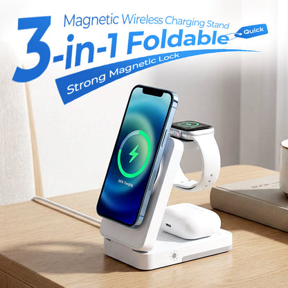 🔋📱 50% korting! 3-in-1 draadloze oplader – 🧲 magnetisch, 📐 opvouwbaar, 🛡️ veilig & 🌙 nachtlicht!