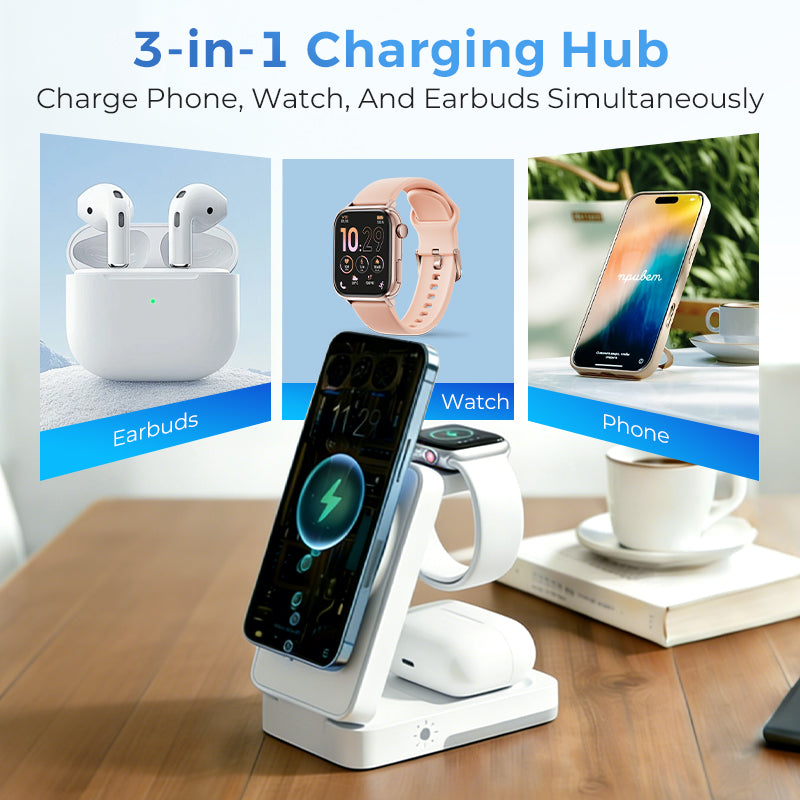 🔋📱 50% korting! 3-in-1 draadloze oplader – 🧲 magnetisch, 📐 opvouwbaar, 🛡️ veilig & 🌙 nachtlicht!