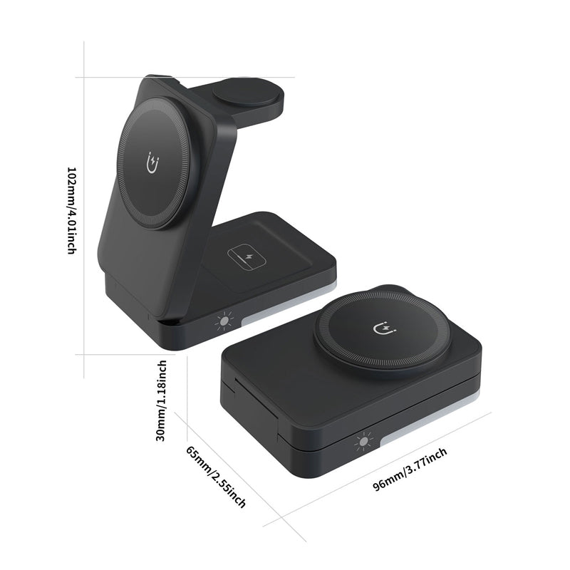 🔋📱 50% korting! 3-in-1 draadloze oplader – 🧲 magnetisch, 📐 opvouwbaar, 🛡️ veilig & 🌙 nachtlicht!