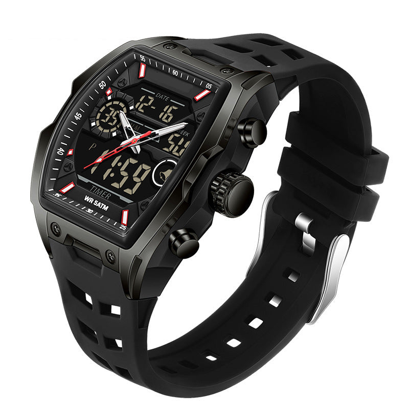 ⌚ 50% korting! Dubbele display sportwatch – analoog & digitaal, LED-achtergrondverlichting, 5ATM waterbestendig & ergonomisch tonvormig. Ideaal voor sport & dagelijks! ✨💪