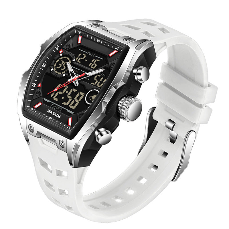 ⌚ 50% korting! Dubbele display sportwatch – analoog & digitaal, LED-achtergrondverlichting, 5ATM waterbestendig & ergonomisch tonvormig. Ideaal voor sport & dagelijks! ✨💪