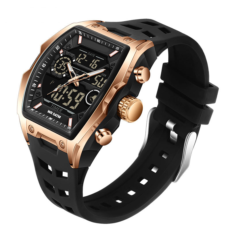 ⌚ 50% korting! Dubbele display sportwatch – analoog & digitaal, LED-achtergrondverlichting, 5ATM waterbestendig & ergonomisch tonvormig. Ideaal voor sport & dagelijks! ✨💪