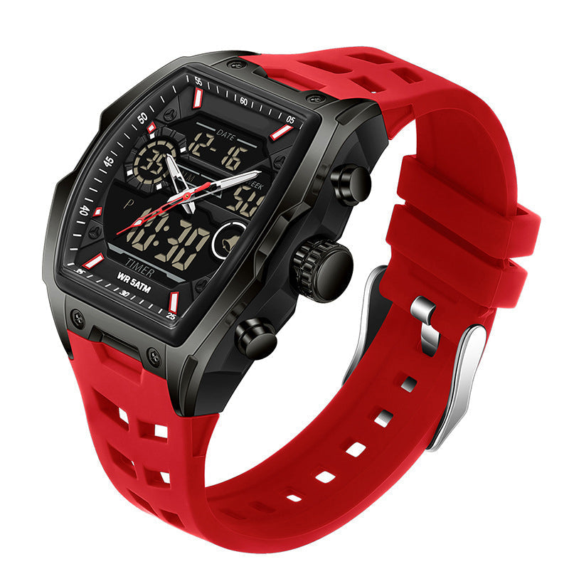 ⌚ 50% korting! Dubbele display sportwatch – analoog & digitaal, LED-achtergrondverlichting, 5ATM waterbestendig & ergonomisch tonvormig. Ideaal voor sport & dagelijks! ✨💪