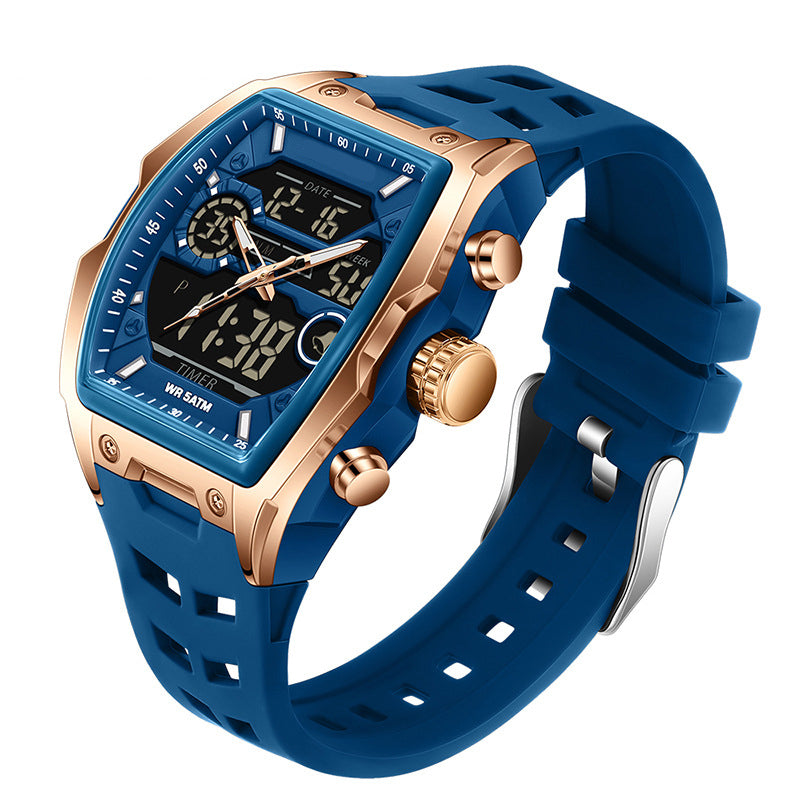 ⌚ 50% korting! Dubbele display sportwatch – analoog & digitaal, LED-achtergrondverlichting, 5ATM waterbestendig & ergonomisch tonvormig. Ideaal voor sport & dagelijks! ✨💪