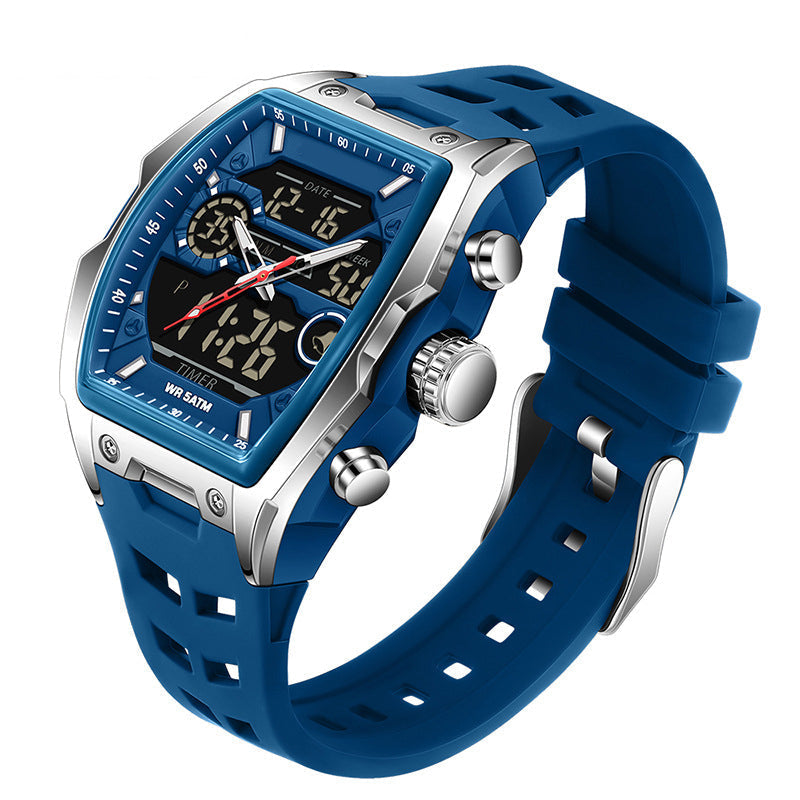 ⌚ 50% korting! Dubbele display sportwatch – analoog & digitaal, LED-achtergrondverlichting, 5ATM waterbestendig & ergonomisch tonvormig. Ideaal voor sport & dagelijks! ✨💪