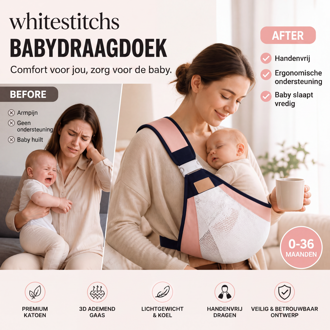 👶💛 NU 50 % KORTING! 4-in-1 draagzak met ademend mesh – 0–36 maanden, voor- en rugdraagpositie – dicht bij je kindje, handen vrij ✨