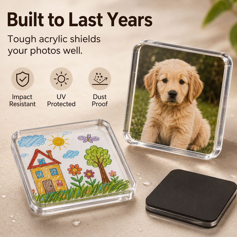 🖼️ 50% korting! DIY acryl foto magneet set – kristalhelder, lijmvrij & sterk magnetisch. Maak je eigen koelkastmagneten – 5×8 cm, voor foto's & cadeaus! ✨🧲