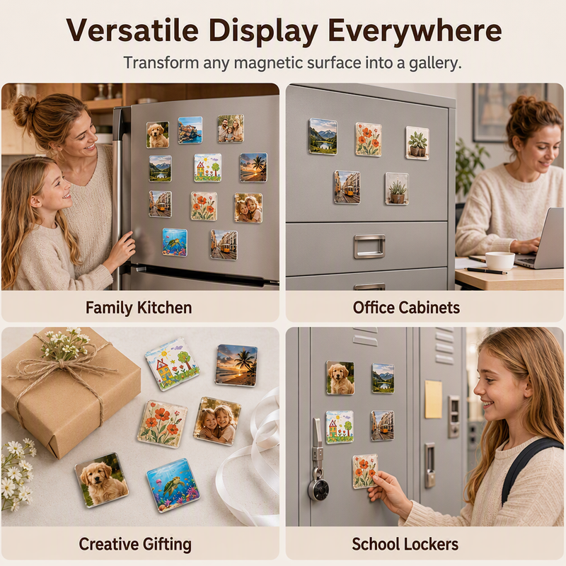 🖼️ 50% korting! DIY acryl foto magneet set – kristalhelder, lijmvrij & sterk magnetisch. Maak je eigen koelkastmagneten – 5×8 cm, voor foto's & cadeaus! ✨🧲