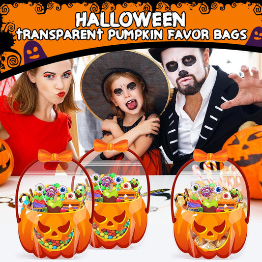 🎃 Doorzichtige pompoen tasjes – perfect voor Halloween-snoep, cadeautjes & goody bags. Herbruikbaar & feestelijk! 🍬✨