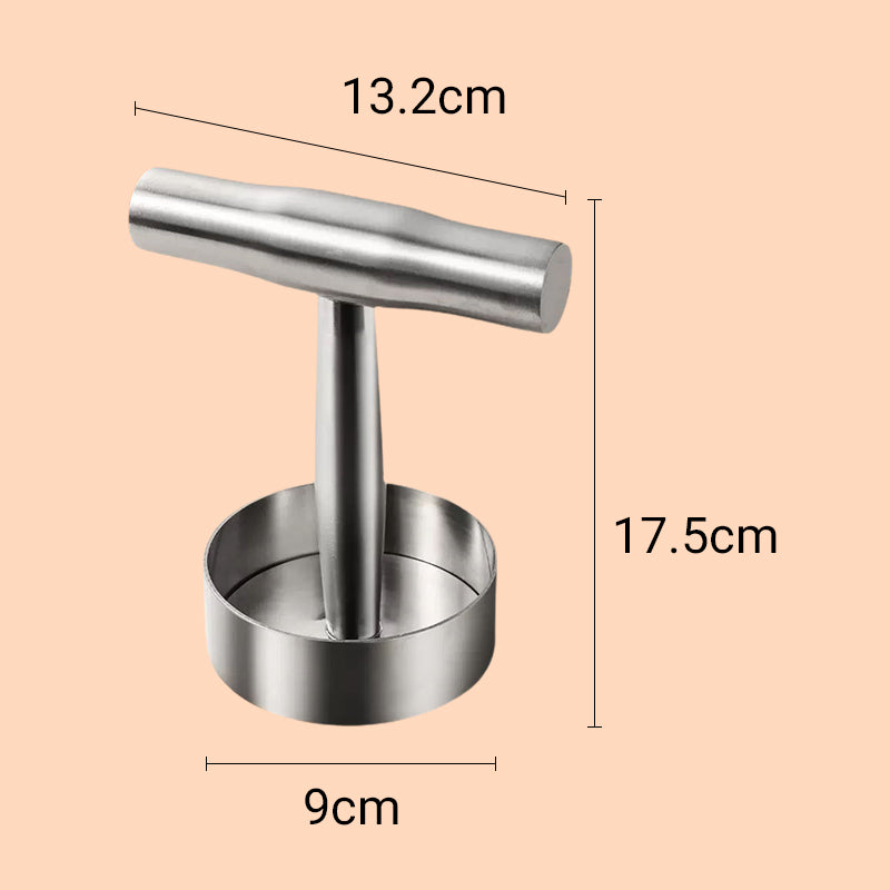 🥩🔪 Steakpers ronde burgervorm | 304 RVS, antiaanbak | Eén druk, perfecte patty | Vaatwasserbestendig | 13,2x17,5x9 cm, 364 g | 50% KORTING!