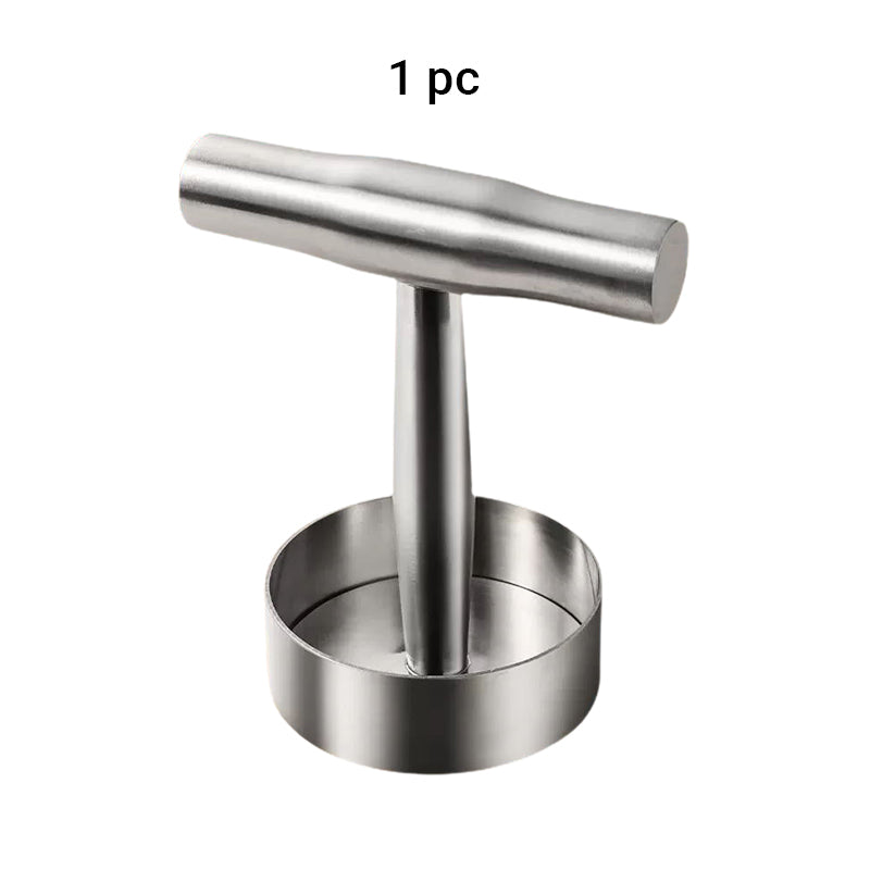 🥩🔪 Steakpers ronde burgervorm | 304 RVS, antiaanbak | Eén druk, perfecte patty | Vaatwasserbestendig | 13,2x17,5x9 cm, 364 g | 50% KORTING!
