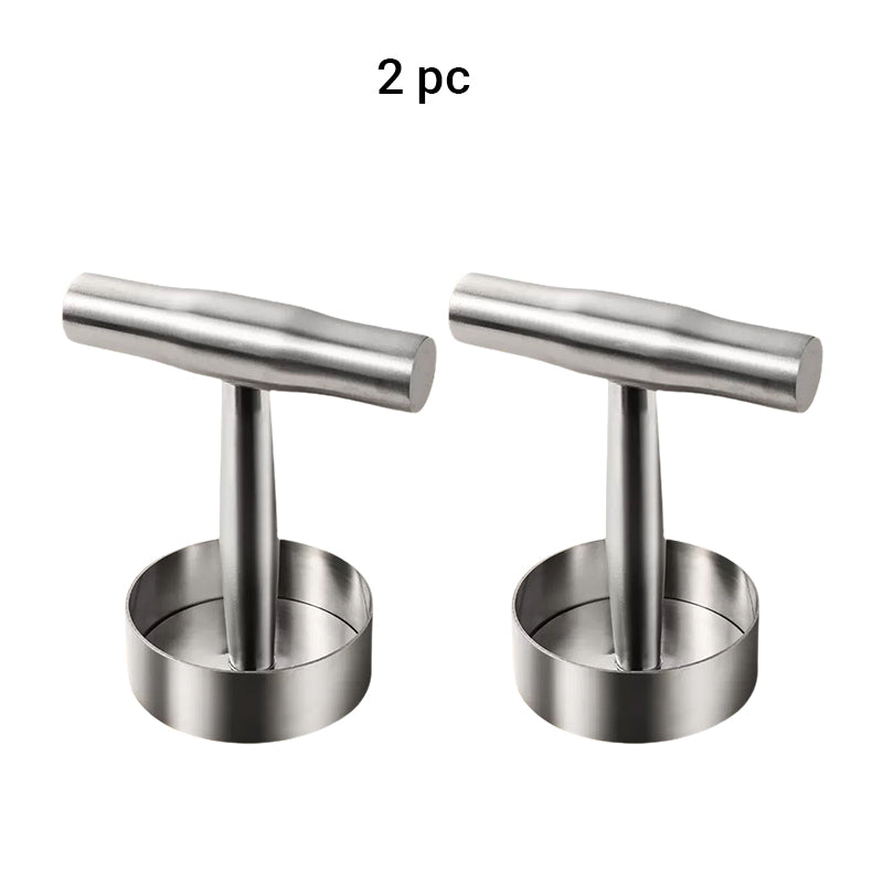 🥩🔪 Steakpers ronde burgervorm | 304 RVS, antiaanbak | Eén druk, perfecte patty | Vaatwasserbestendig | 13,2x17,5x9 cm, 364 g | 50% KORTING!