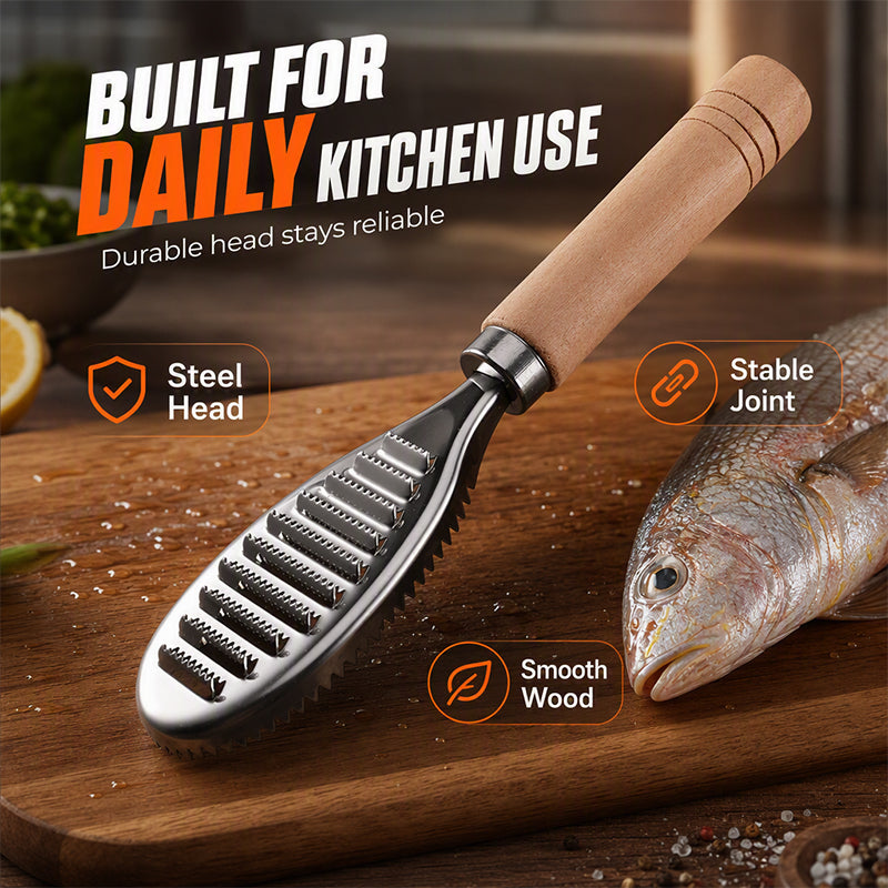 🐟 50% korting! RVS visschubber – verwijdert schubben snel & zonder rommel. Comfortabele houten handgreep, stevig & hygiënisch! 🔪✨