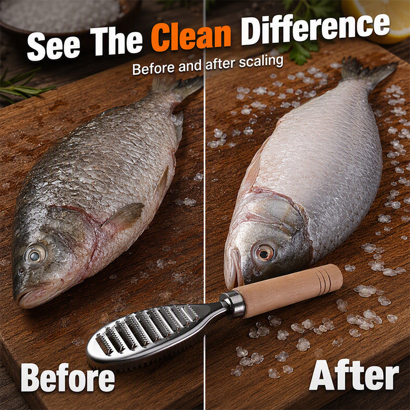 🐟 50% korting! RVS visschubber – verwijdert schubben snel & zonder rommel. Comfortabele houten handgreep, stevig & hygiënisch! 🔪✨