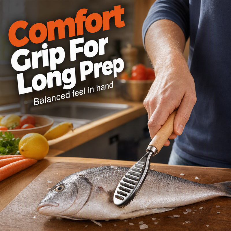 🐟 50% korting! RVS visschubber – verwijdert schubben snel & zonder rommel. Comfortabele houten handgreep, stevig & hygiënisch! 🔪✨