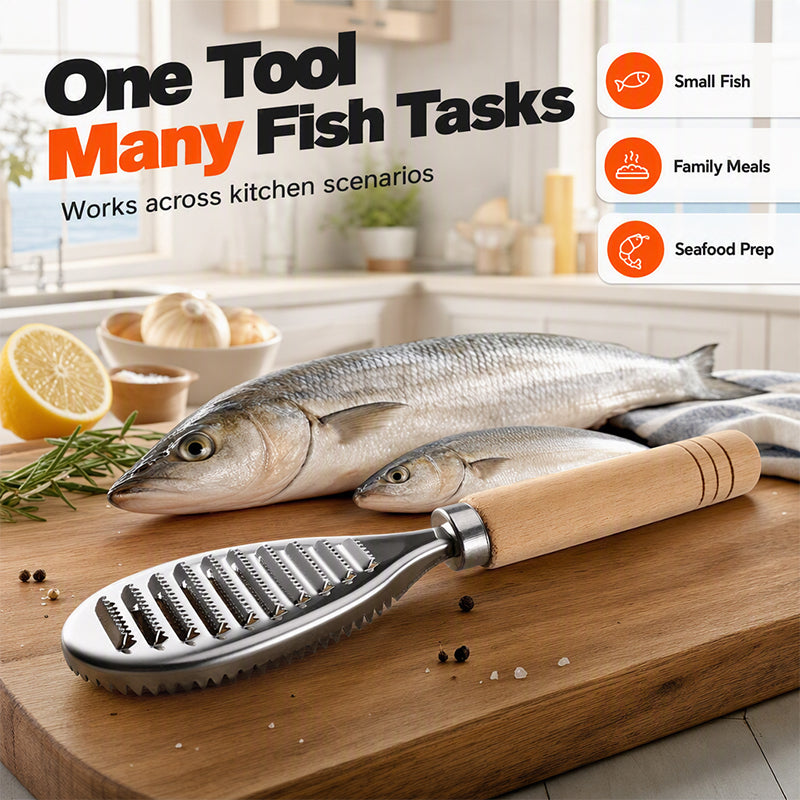 🐟 50% korting! RVS visschubber – verwijdert schubben snel & zonder rommel. Comfortabele houten handgreep, stevig & hygiënisch! 🔪✨