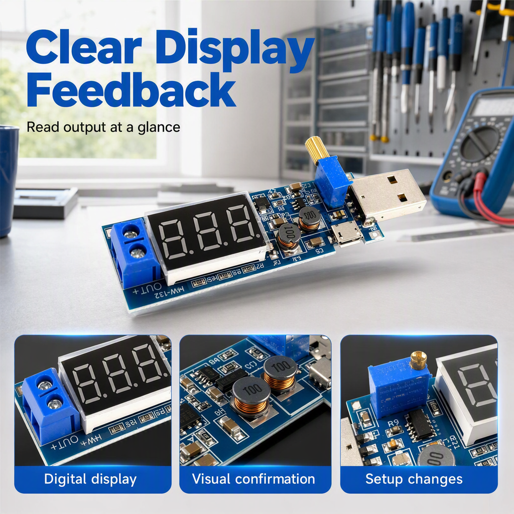 🔌 50% korting! USB instelbare voeding – 1-24V, digitaal display, fijnafstemming. Stabiel & veelzijdig voor elk DIY-project! ⚡🛠️