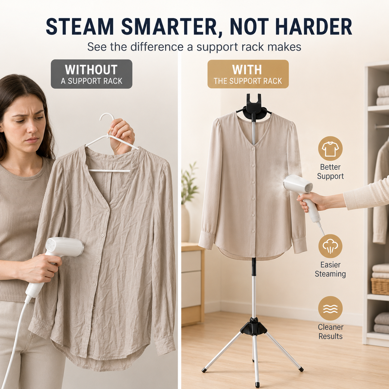 🧥 50% korting! Verstelbare stoomstandaard – 84-160cm, stabiel & inklapbaar. Voor elke outfit, thuis of op reis! ⚡✨
