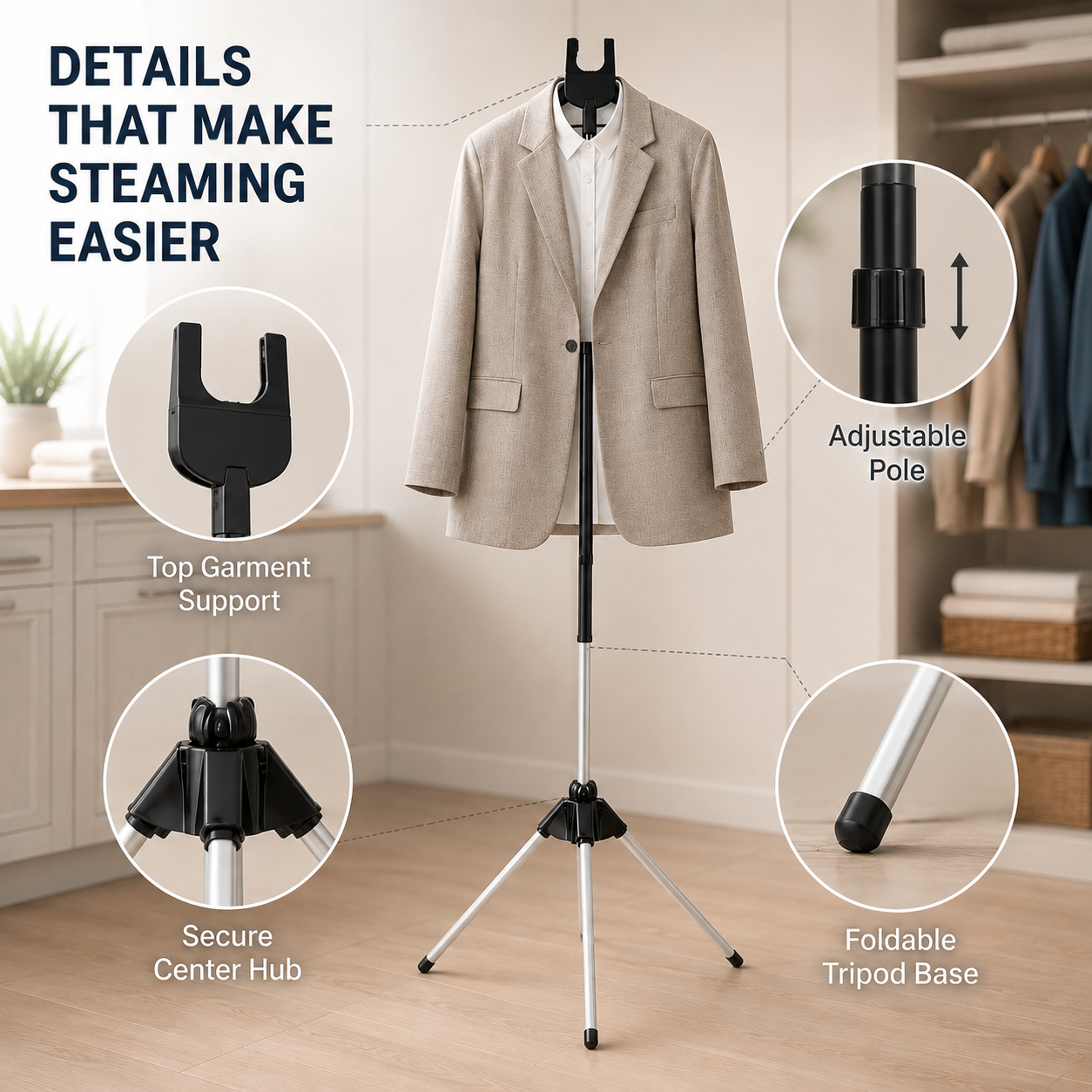🧥 50% korting! Verstelbare stoomstandaard – 84-160cm, stabiel & inklapbaar. Voor elke outfit, thuis of op reis! ⚡✨