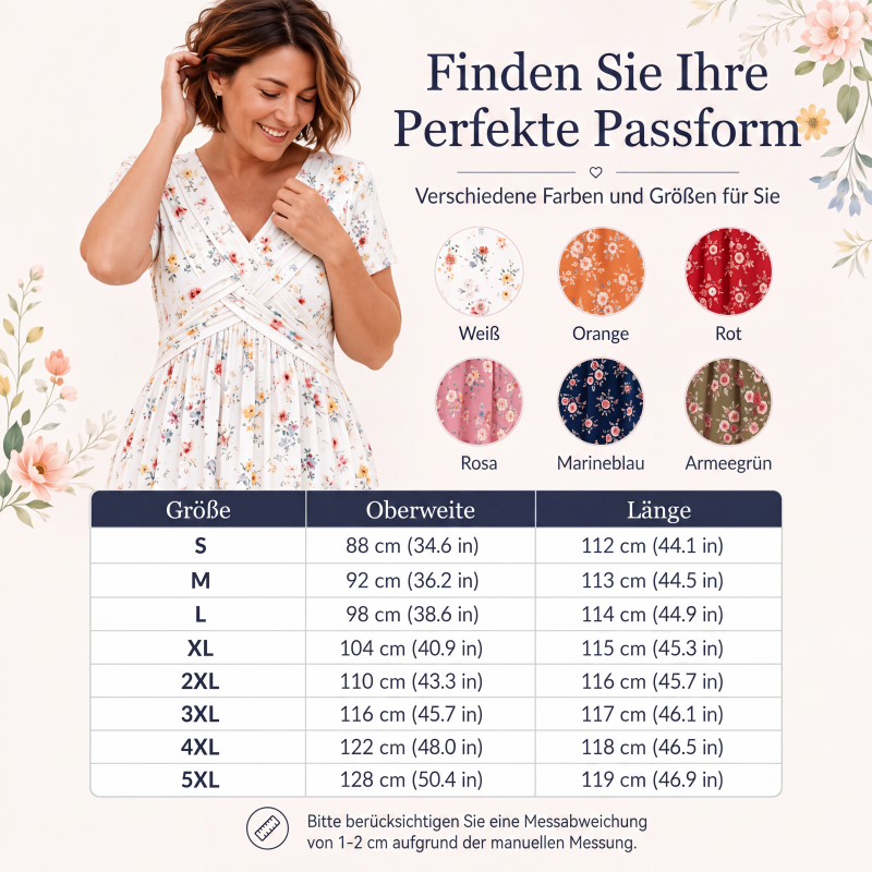 🌸 50 % RABATT | Mühelose Eleganz – Florales V-Ausschnitt-Kleid mit schmeichelhaftem Taillendetail