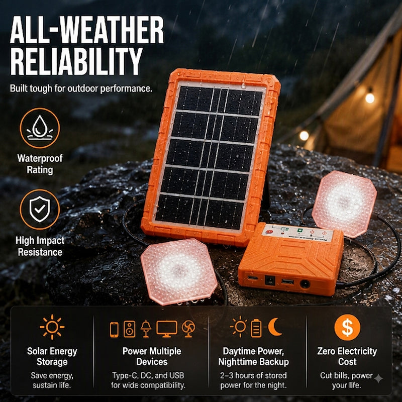 ☀️ 50% korting! Draagbaar zonne-energiesysteem – laad apparaten overal op, met LED-lampen. Geen stopcontact nodig – perfect voor onderweg! 🔋✨