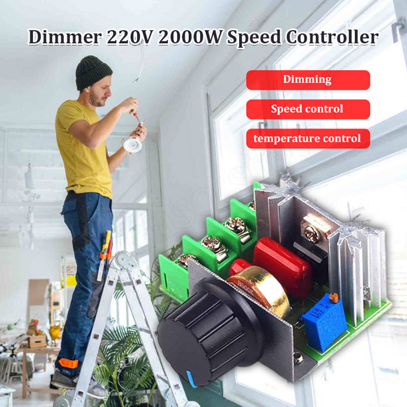 ⚡ 50% korting! 2000W AC-spanningsregelaar – 50-250V instelbaar, draaiknop, compact. Voor motoren, verlichting & verwarming! 🔧✨