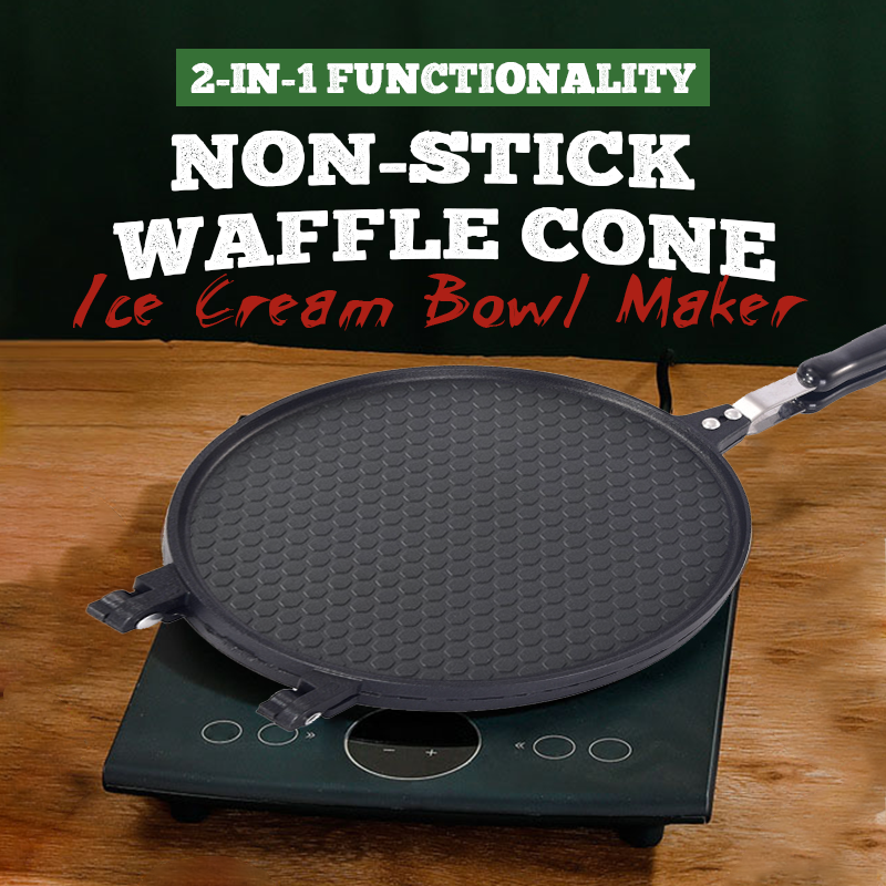 🔥 Antiaanbakpan voor twee doeleinden – Perfect voor pannenkoeken, biefstukken en wafelkegels! 🥞🥩🍦